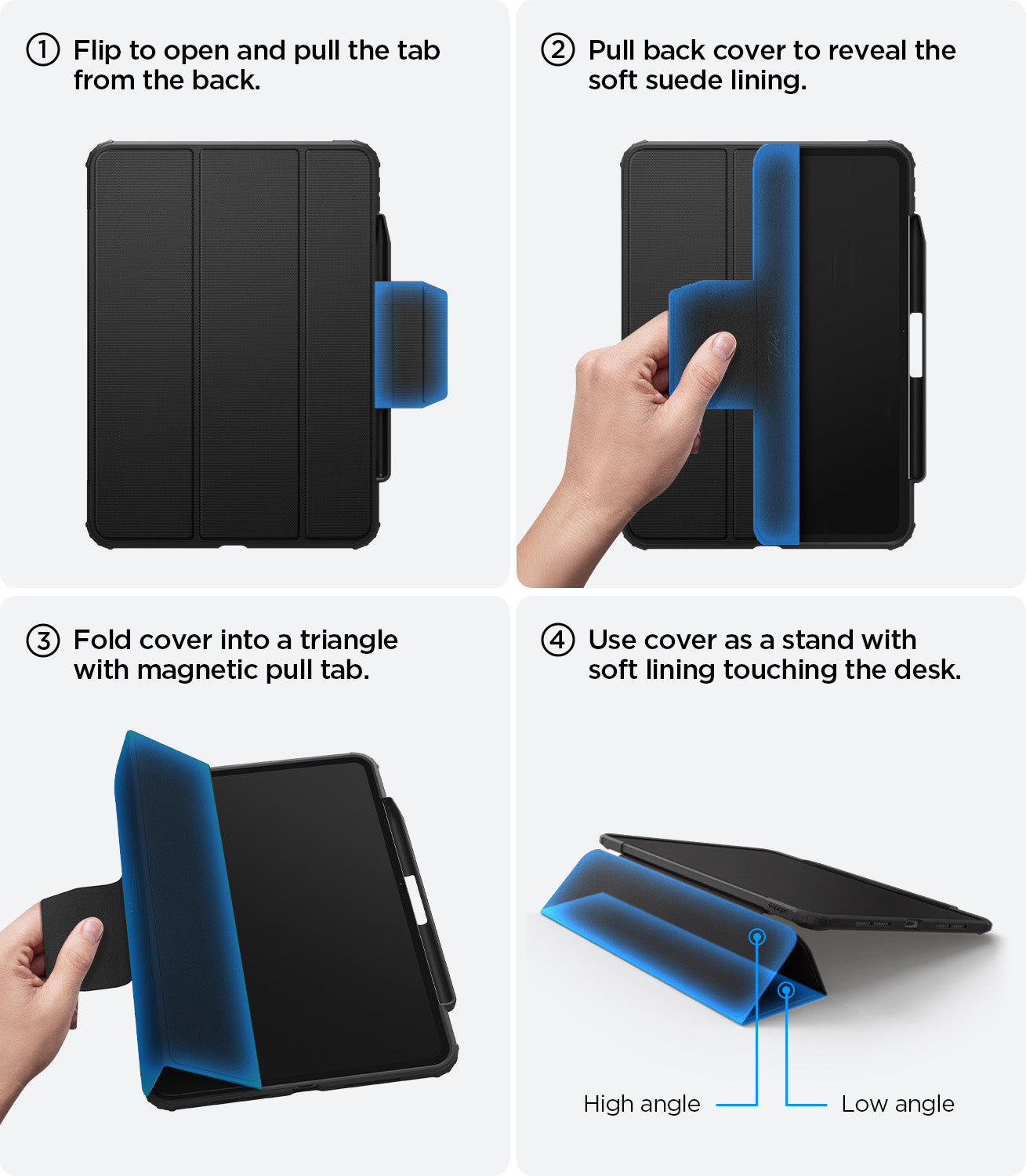 ACS07017 - iPad Pro 11-inch Case Rugged Armor Pro in Black showing 4 steps