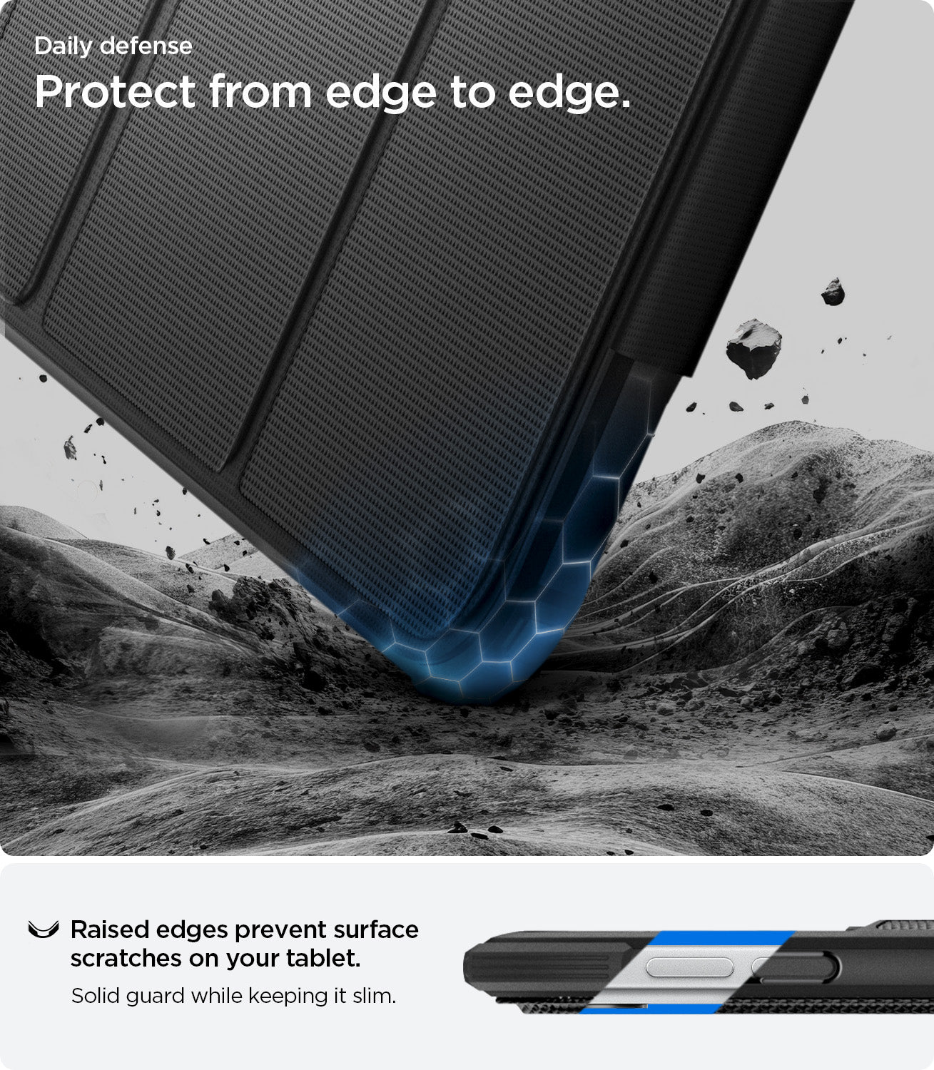 ACS07017 - iPad Pro 11-inch Case Rugged Armor Pro in Black showing protect from edge to edge