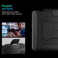 ACS07007 - iPad Pro 12.9-inch Case Rugged Armor Pro in Black showing the rugged, yet sleek. Sleek and slim profile with carbon fiber accents