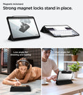 ACS07006 - iPad Pro 12.9-inch Case Ultra Hybrid Pro in Black showing strong magnet locks stand in place.