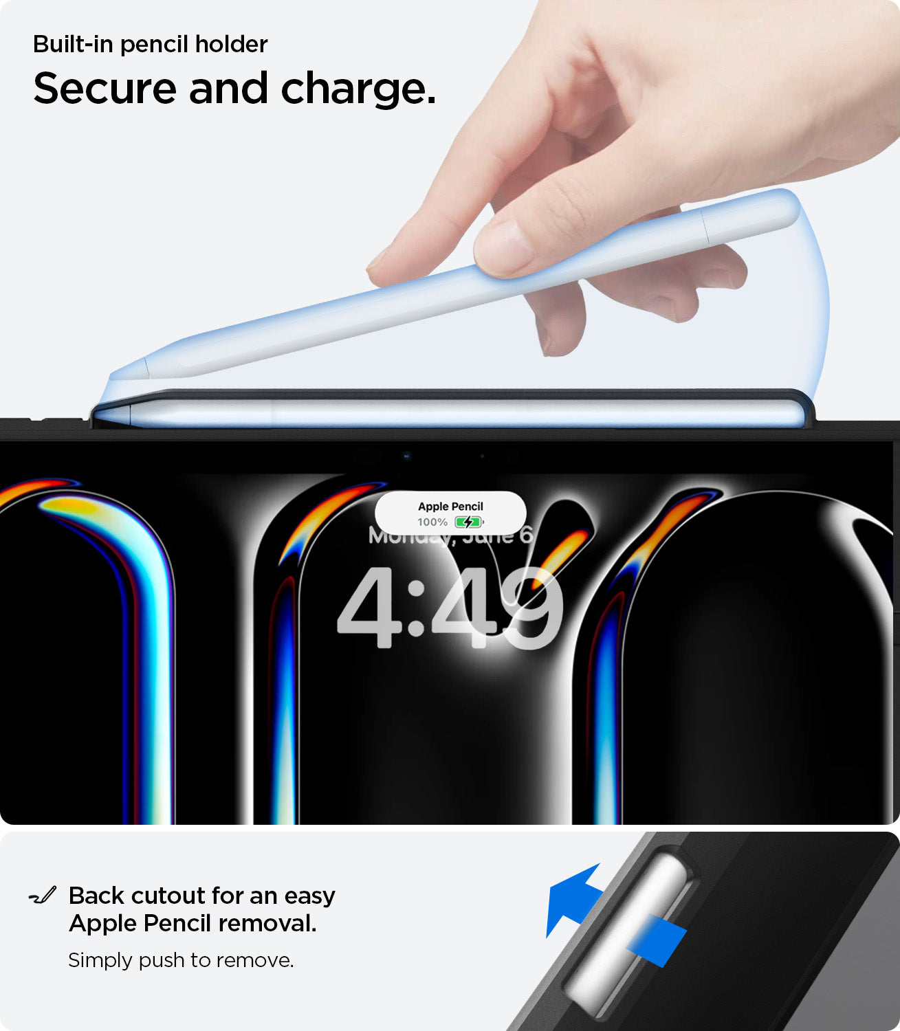 ACS07016 - iPad Pro 11-inch Case Ultra Hybrid Pro in Black showing secure and charge.
