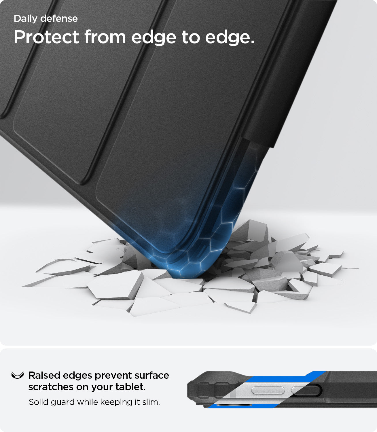 ACS07006 - iPad Pro 12.9-inch Case Ultra Hybrid Pro in Black showing protect from edge to edge.
