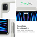 ACS06512 - iPad Pro 11-inch (2022) - Air Skin Pro OneTap showing close-ups of camera cutout, port access, and Apple Pencil charging through the case