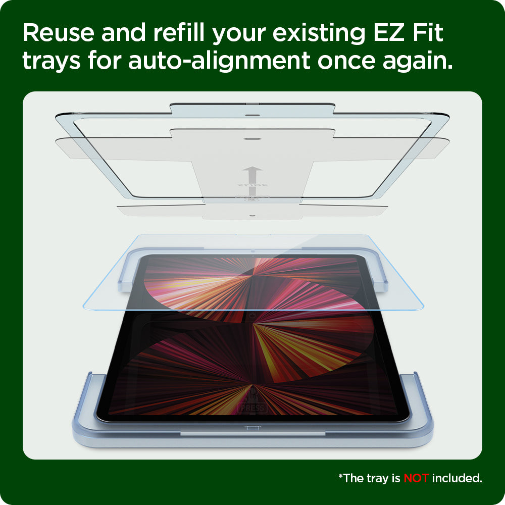 AGL04515 - iPad Pro 11" Screen Protector EZ FIT GLAS.tR Refill showing the reuse and refill your existing EZ Fit trays for auto-alignment once again