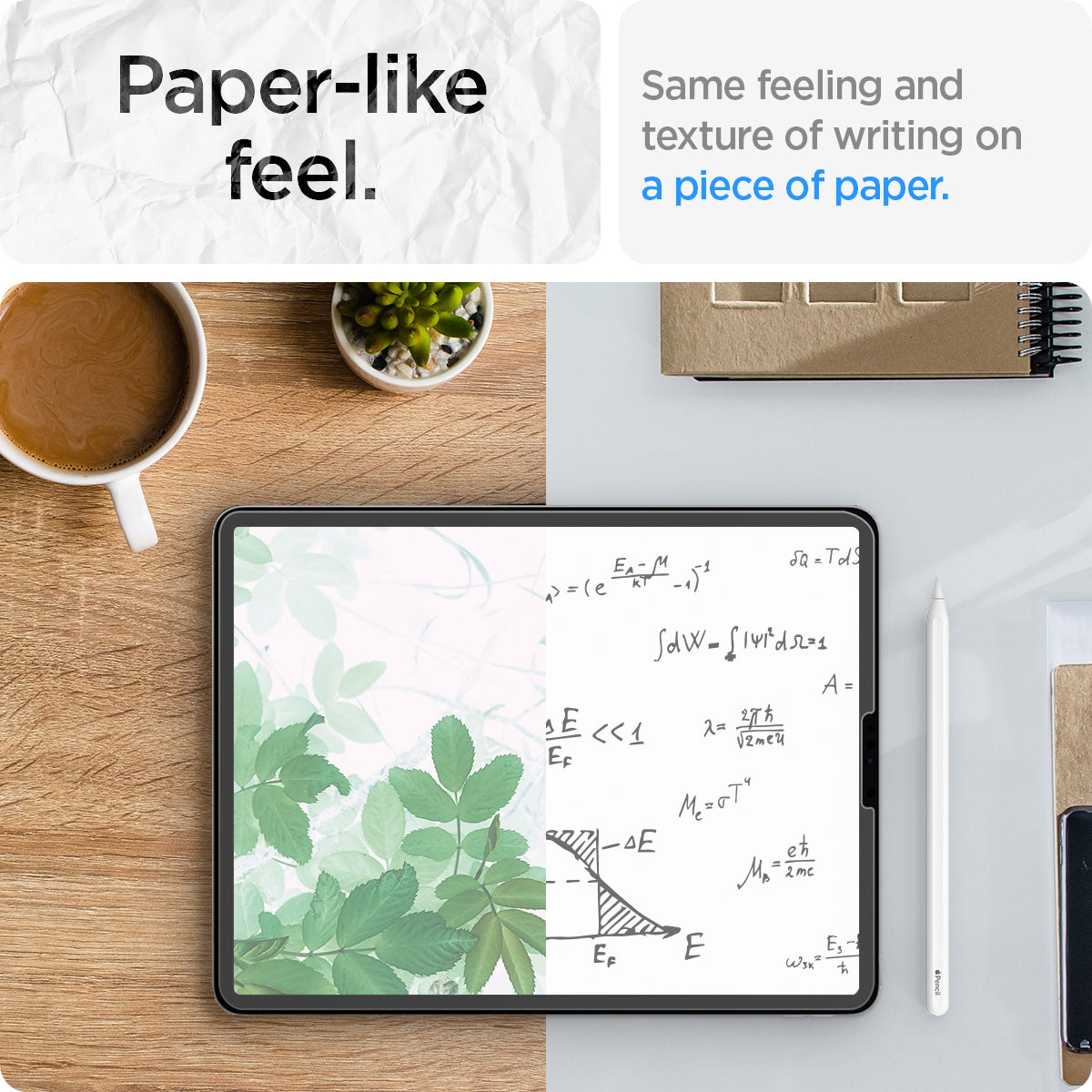 AGL06349 - iPad Pro 12.9" (2022/2021) Screen Protector Paper Touch EZ Fit showing the paper-like feel. Same feeling and texture of writing on a piece of paper