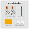 AGL05604 - iPhone 14 / 14 Plus Optik Pro Lens Protector in starlight what's in the box. Glas.tR EZFit Optik pro 2 pack, removal tool, cleaning cloth, dust removal sticker.