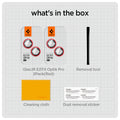 AGL05605 - iPhone 14 / 14 Plus Optik Pro Lens Protector in red what's in the box. Glas.tR EZFit Optik pro 2 pack, removal tool, cleaning cloth, dust removal sticker.