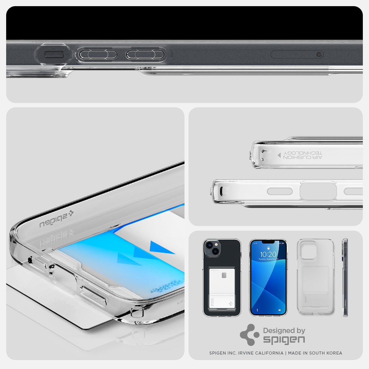 ACS05054 - iPhone 14 Case Crystal Slot in crystal clear showing card slot. designed by spigen