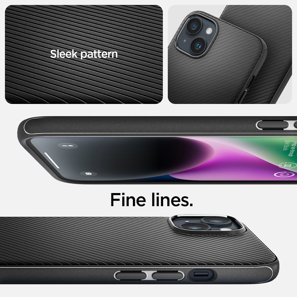 ACS05065 - iPhone 14 Case Mag Armor (MagFit) in matte black showing sleek pattern. fine lines