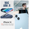 ACS05066 - iPhone 14 Case Mag Armor (MagFit) in navy blue showing Not compatible with iPhone 14plus, 14pro, 14 pro max. mag armor. Timeless protection.