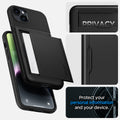 ACS04911 - iPhone 14 Plus Case Slim Armor CS in black showing the back  showing privacy. protect your personal information and your device.