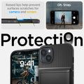 ACS04911 - iPhone 14 Plus Case Slim Armor CS in black showing the back  showing protection Oh, snap. Raised lips help prevent surfaces scratches for camera and screen.