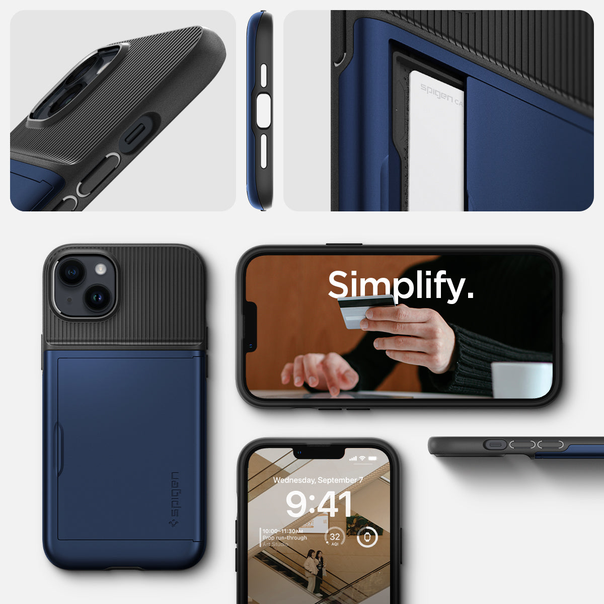 ACS04913 - iPhone 14 Plus Case Slim Armor CS in navy blue showing simplify and detail.