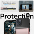 ACS04912 - iPhone 14 Plus Case Slim Armor CS in rose gold showing protection Oh, snap. Raised lips help prevent surfaces scratches for camera and screen.