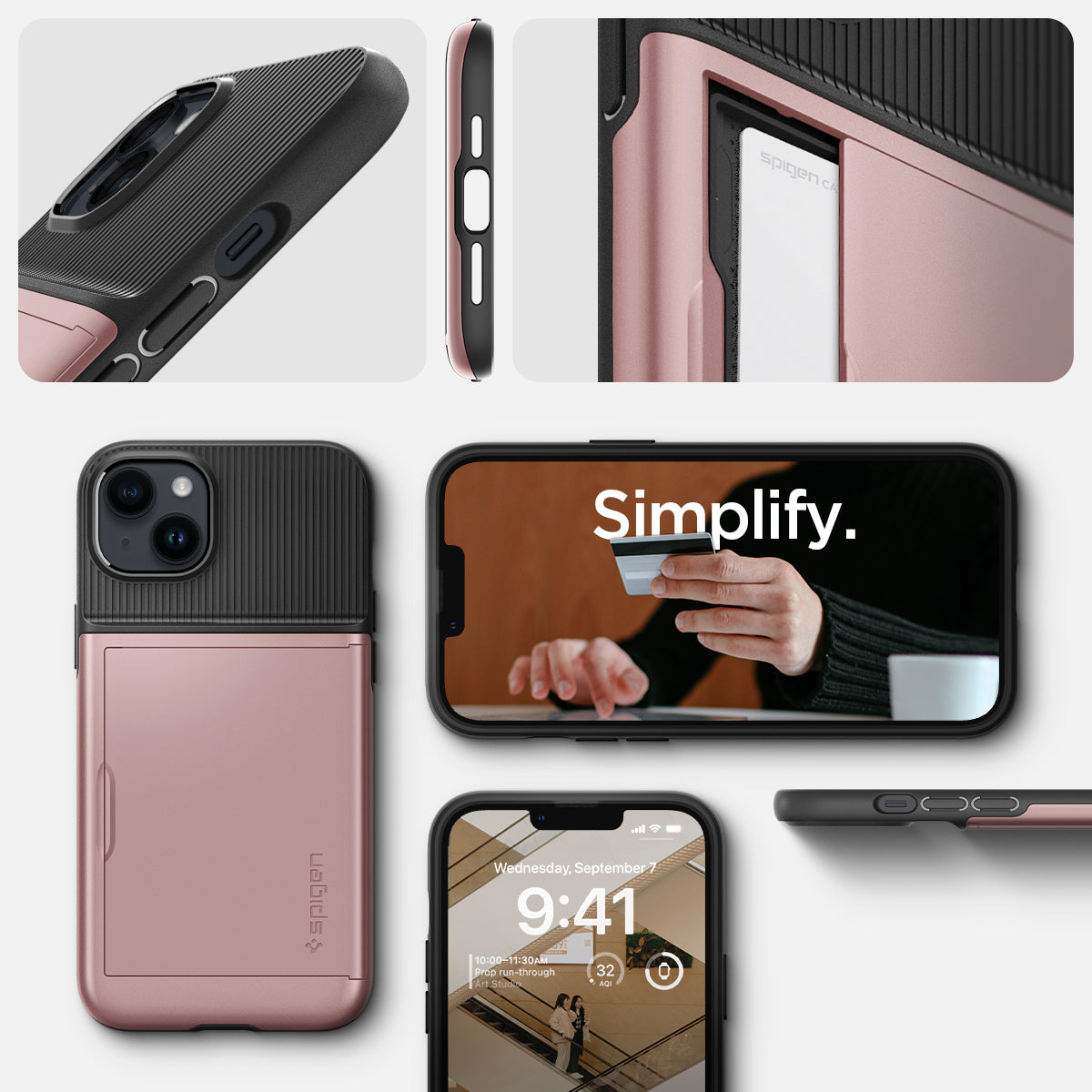 ACS04912 - iPhone 14 Plus Case Slim Armor CS in rose gold showing simplify and detail.