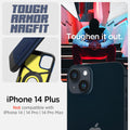 ACS04917 - iPhone 14 Plus Case Tough Armor (MagFit) in navy blue showing tough armor magfit. toughen it out. iPhone 14 plus. Not compatible with iPhone 14, 14 pro, 14 pro max.