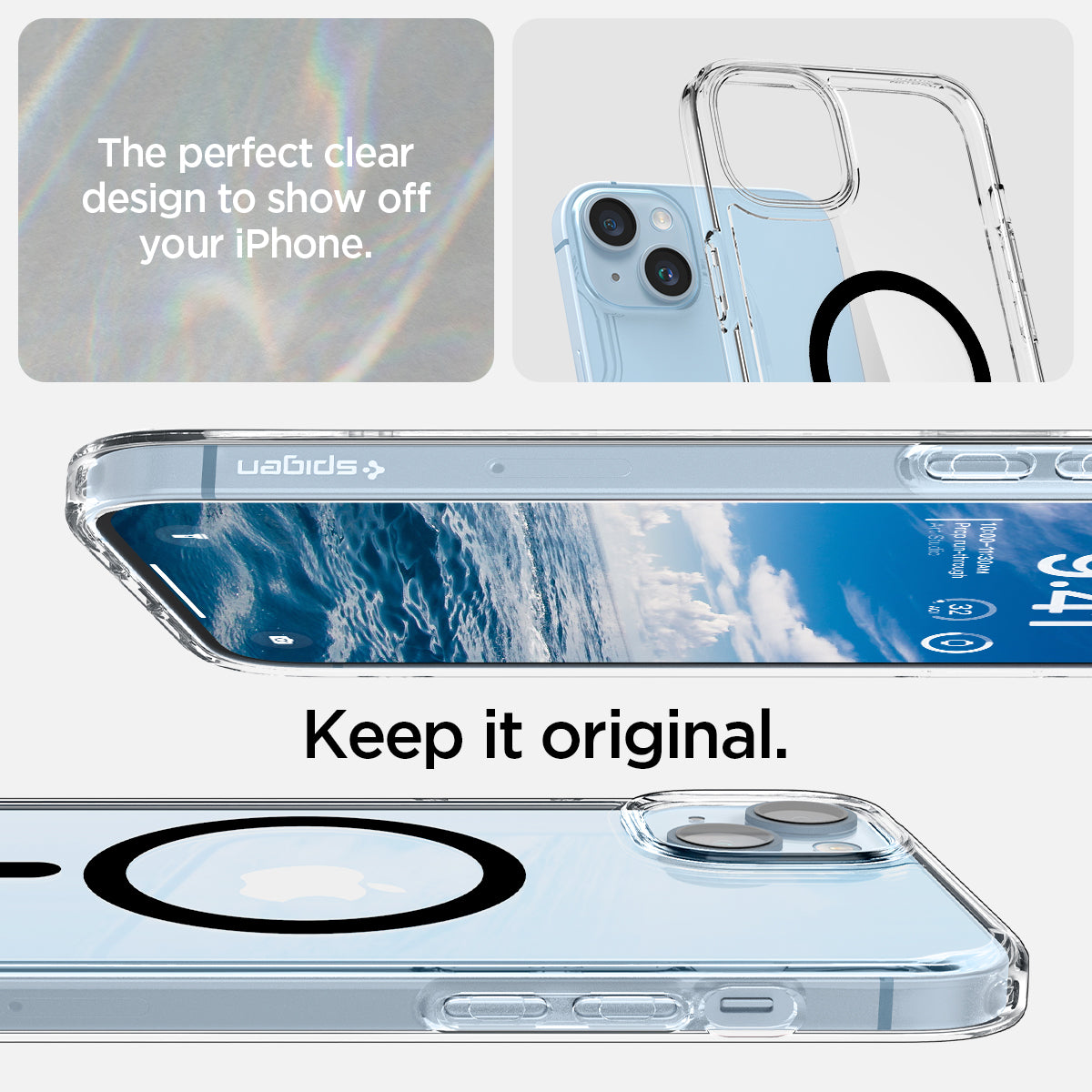 ACS04903 - iPhone 14 Plus Case Ultra Hybrid (MagFit) in black showing the perfect clear design to show off your iPhone. Keep it original.
