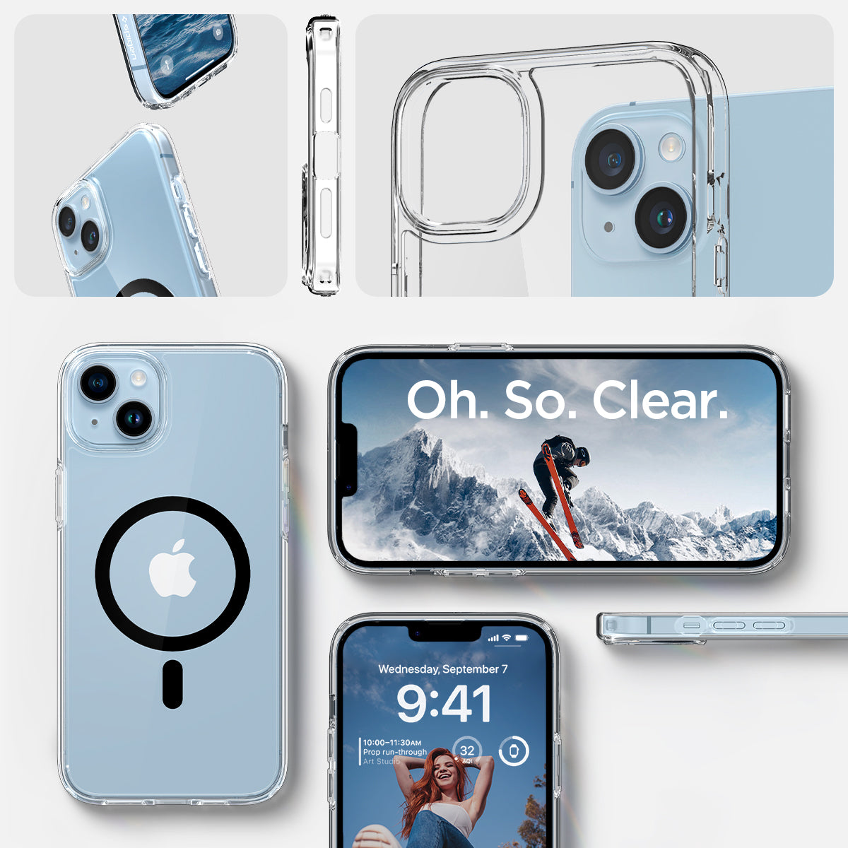 ACS04903 - iPhone 14 Plus Case Ultra Hybrid (MagFit) in black showing oh. so. clear.