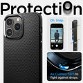 ACS04957 - iPhone 14 Pro Case Liquid Air in matte black showing the protection. Air Cushion Tech to fight against drops