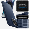 ACS04958 - iPhone 14 Pro Case Liquid Air in navy blue showing the Matte finished TPU material for a satisfying grip and easy application
