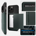 ACS04837 - iPhone 14 Pro Max Case Slim Armor CS in abyss green showing privacy. protect your personal information and your device.