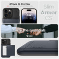 ACS04838 - iPhone 14 Pro Max Case Slim Armor CS in metal slate iPhone 14 pro max Not compatible with iPhone 14, 14plus, 14 pro. Slim armor cs. Carry the essentials. Designed by spigen.