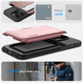 ACS04836 - iPhone 14 Pro Max Case Slim Armor CS in rose gold showing simplify your everyday. fits 2 cards.