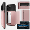 ACS04836 - iPhone 14 Pro Max Case Slim Armor CS in rose gold showing privacy. protect your personal information and your device.