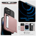 ACS04836 - iPhone 14 Pro Max Case Slim Armor CS in rose gold sound tunnel tech. designed by spigen.