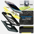 ACS04843 - iPhone 14 Pro Max Case Tough Armor (MagFit) in abyss green showing shock resist. Extreme protection tech dissipates impact shocks.