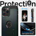 ACS04843 - iPhone 14 Pro Max Case Tough Armor (MagFit) in abyss green showing protection. Oh, snap. Air cushion tech to fight against drops.