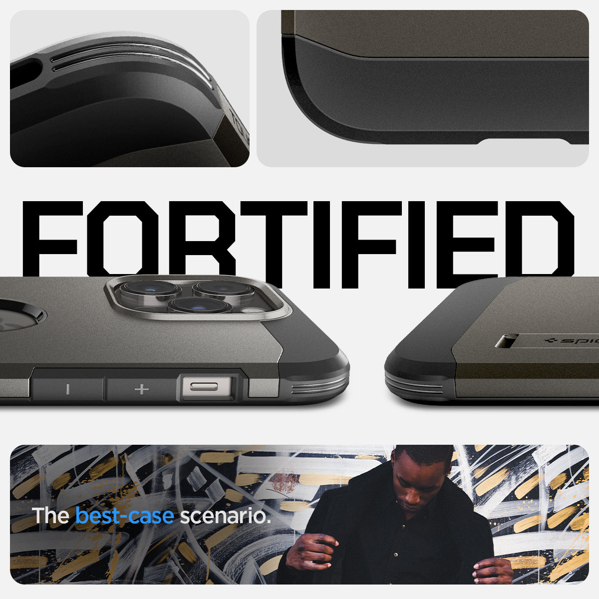 ACS04839 - iPhone 14 Pro Max Case Tough Armor (MagFit) in gunmetal fortified. The best case scenario.