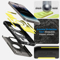ACS04839 - iPhone 14 Pro Max Case Tough Armor (MagFit) in gunmetal showing shock resist. Extreme protection tech dissipates impact shocks.