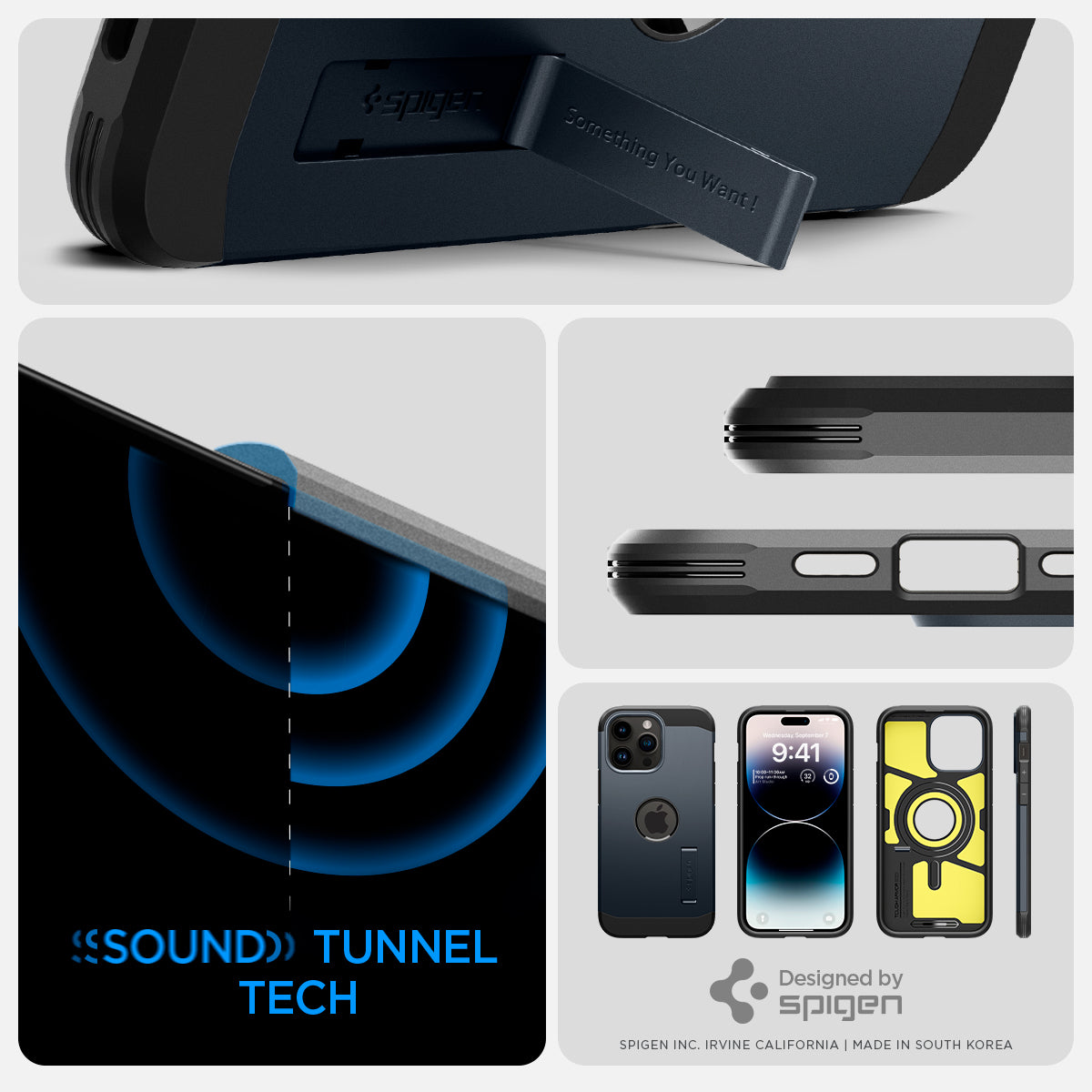 ACS04841 - iPhone 14 Pro Max Case Tough Armor (MagFit) in metal slate  sound tunnel tech. Designed by spigen.