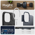 ACS04987 - iPhone 14 Pro Case Tough Armor (MagFit) in metal slate showing Magfit. reimagine the way you snap into reality.