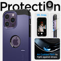 ACS05579 - iPhone 14 Pro Case Tough Armor (MagFit) in deep purple showing protection. Oh, snap. Air cushion tech to fight against drops.