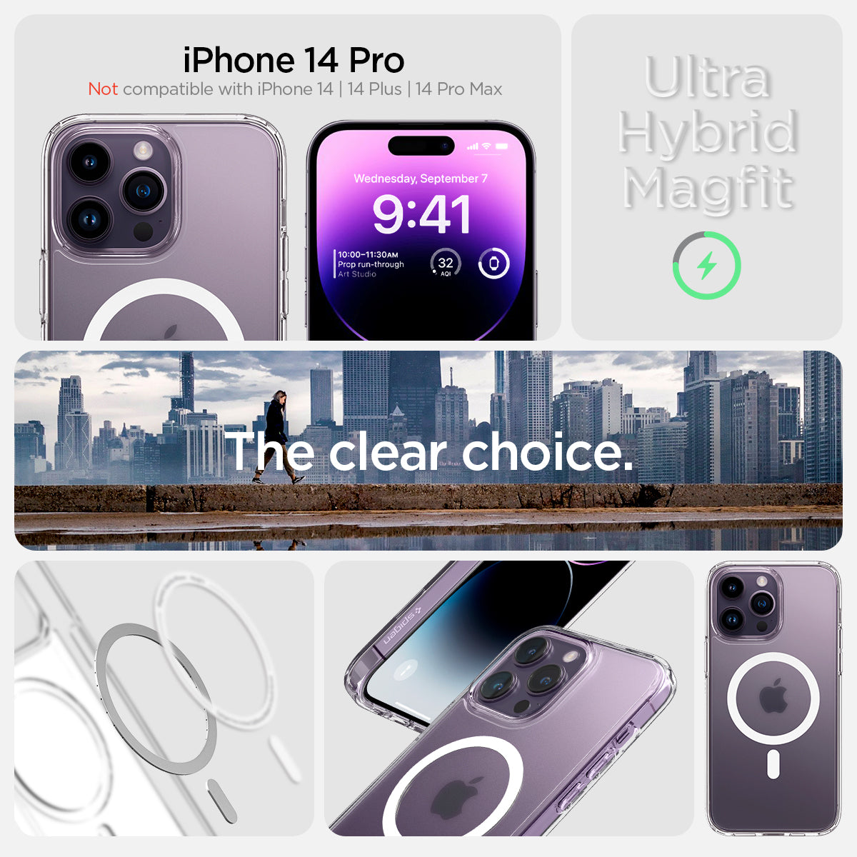 ACS05587 - iPhone 14 Pro Case Ultra Hybrid (MagFit) in frost clear  Not compatible with iPhone 14, 14plus, 14 pro  max. ultra hybrid magfit. the clear choice