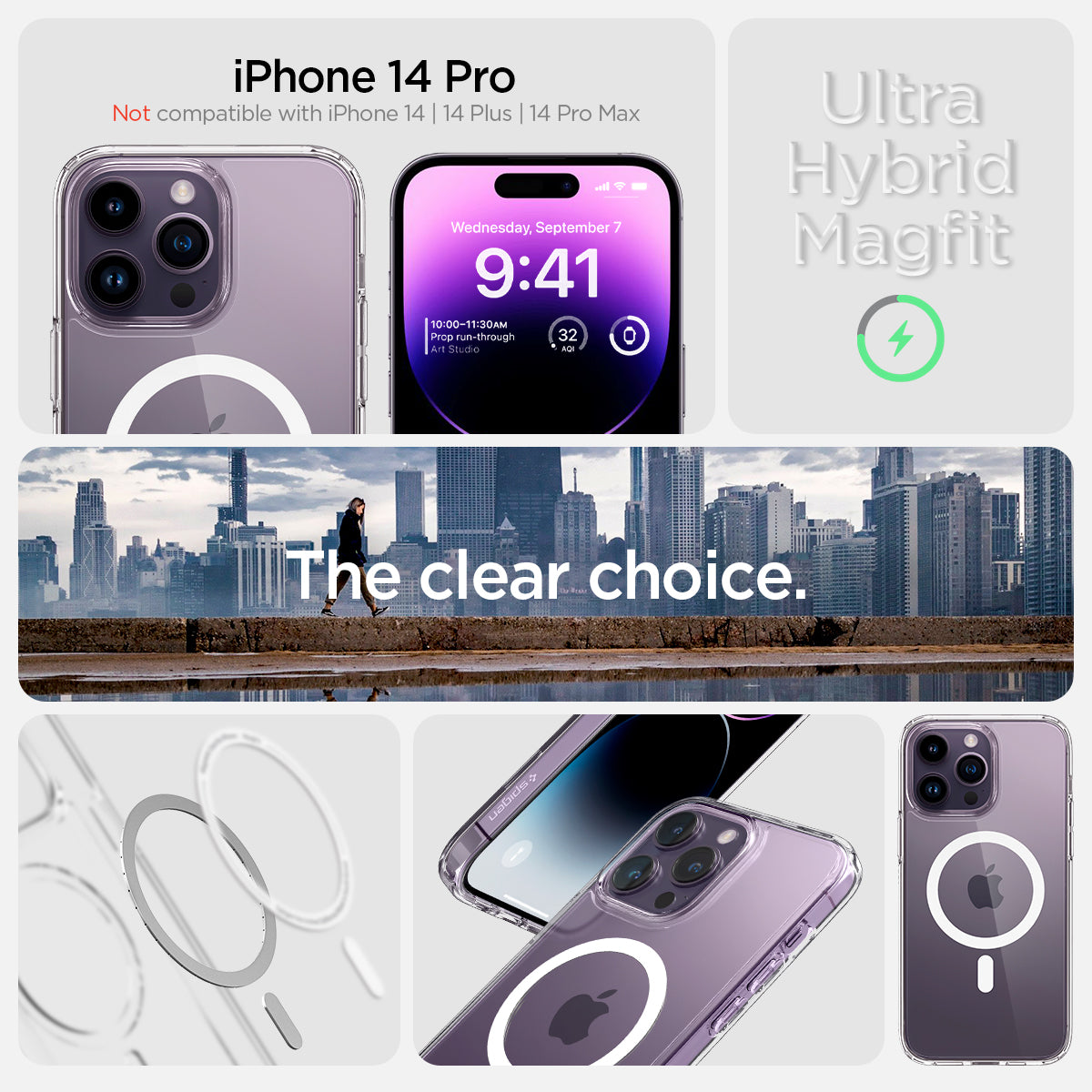 ACS04969 - iPhone 14 Pro Case Ultra Hybrid (MagFit) in white Not compatible with iPhone 14, 14plus, 14 pro max. ultra hybrid magfit. the clear choice