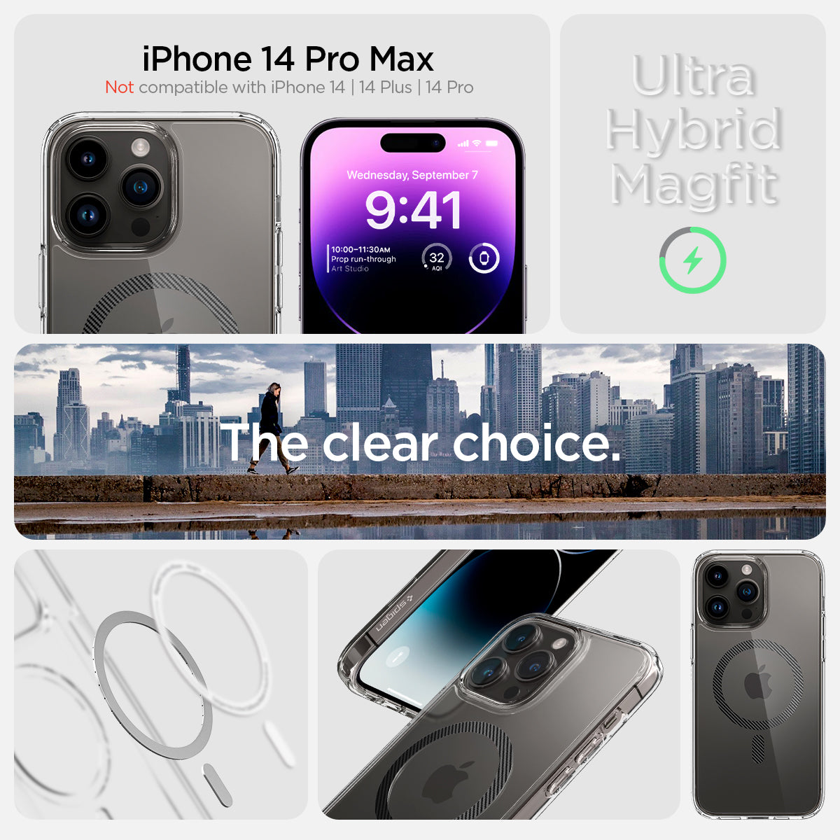 ACS04827 - iPhone 14 Pro Max Case Ultra Hybrid (MagFit) in carbon fiber Not compatible with iPhone 14, 14plus, 14 pro. ultra hybrid magfit. the clear choice