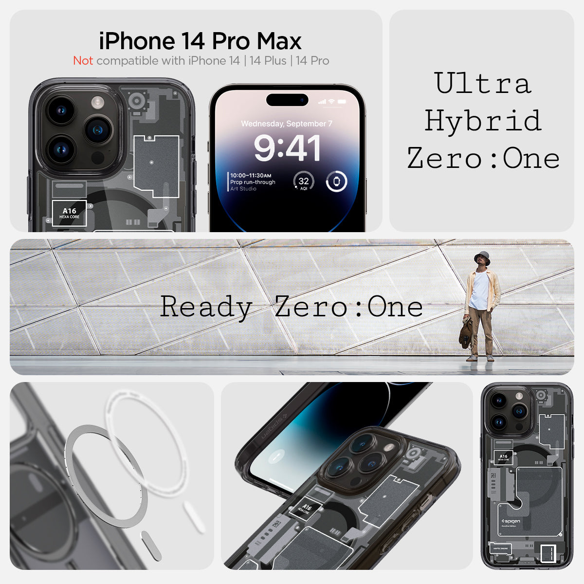 ACS05539 - iPhone 14 Pro Max Case Ultra Hybrid Zero One (MagFit) iPhone 14 Pro Max. Not compatible with  iPhone 14, 14plus, 14 pro. ultra hybrid zero one. ready zero one