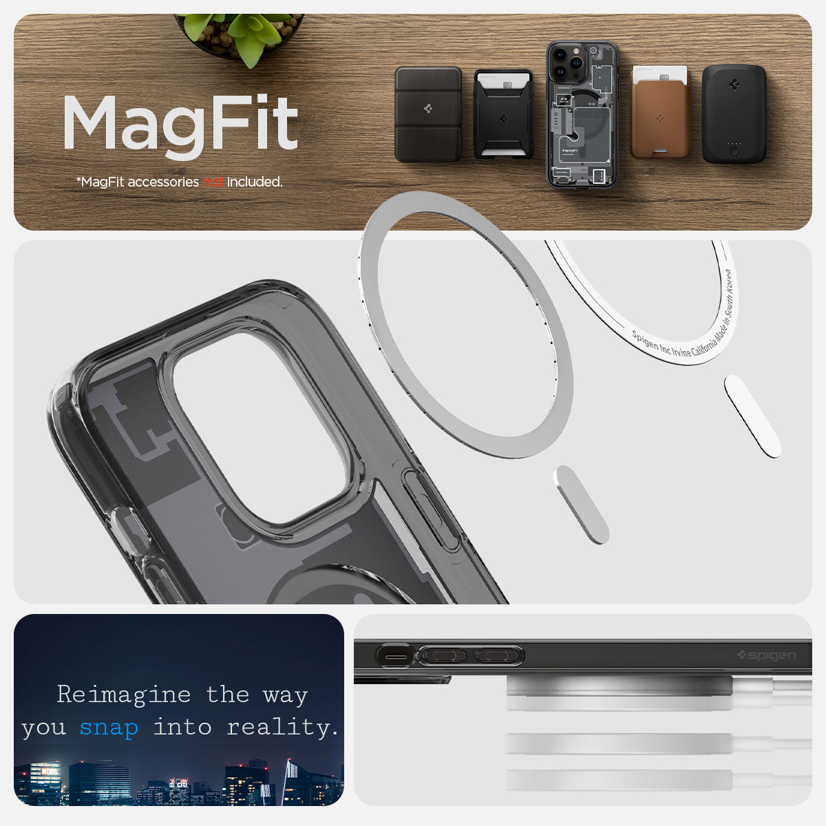 ACS05539 - iPhone 14 Pro Max Case Ultra Hybrid Zero One (MagFit) showing reimagine the way you snap into reality.