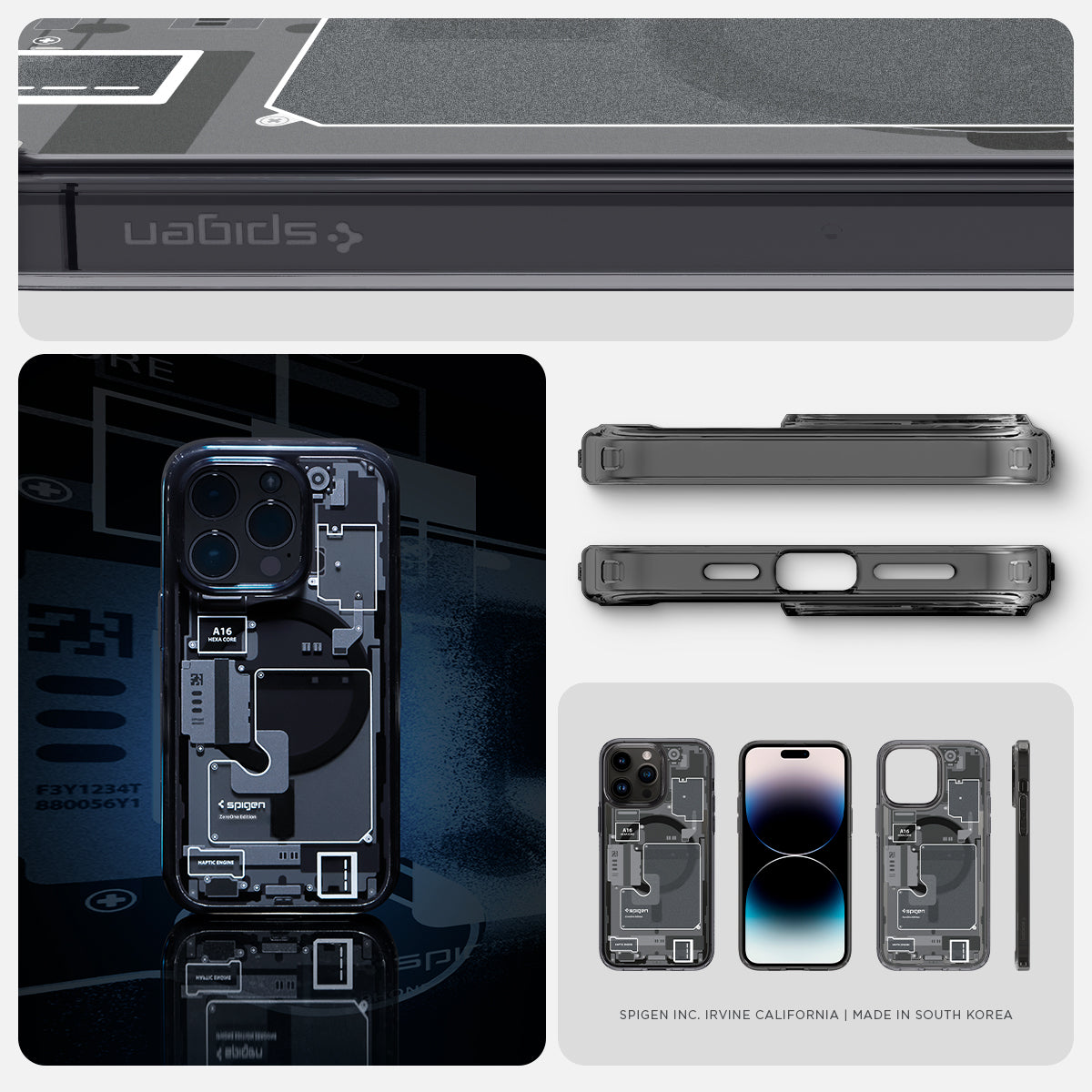 ACS05539 - iPhone 14 Pro Max Case Ultra Hybrid Zero One (MagFit) showing side and back of the phone