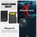 ACS05036 - iPhone 14 Case Rugged Armor (MagFit) in matte black showing rugged armor magfit. Modern twist. iPhone 14 plus not compatible with iPhone 14, 14pro, 14 pro max.