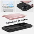 ACS05059 - iPhone 14 Case Slim Armor CS in rose gold  showing the back showing secure two cards at once and simplify your daily grind. Packed with protection.