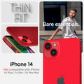 ACS04789 - iPhone 14 Case Thin Fit in red showing the compatibility only with iPhone 14. Not compatible with iPhone 4 Plus | 14 Pro | 14 Pro Max