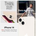ACS04793 - iPhone 14 Case Thin Fit in sand beige showing the compatibility only with iPhone 14. Not compatible with iPhone 4 Plus | 14 Pro | 14 Pro Max