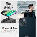 ACS04918 - iPhone 14 Plus Case Mag Armor (MagFit) in matte black showing Not compatible with iPhone 14, 14pro, 14 pro max. mag armor. Timeless protection.