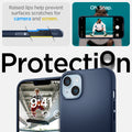 ACS04919 - iPhone 14 Plus Case Mag Armor (MagFit) in navy blue raised lips help prevent surfaces scratches for camera and screen. Oh snap. Protection.
