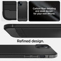 ACS04890 - iPhone 14 Plus Case Rugged Armor (MagFit) in matte black showing carbon fiber detailing and sleek design for your new iPhone. Refined design.