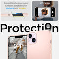 ACS04776 - iPhone 14 Plus Case Thin Fit in pink sand showing the raised lips help prevent surfaces scratches for camera and screen